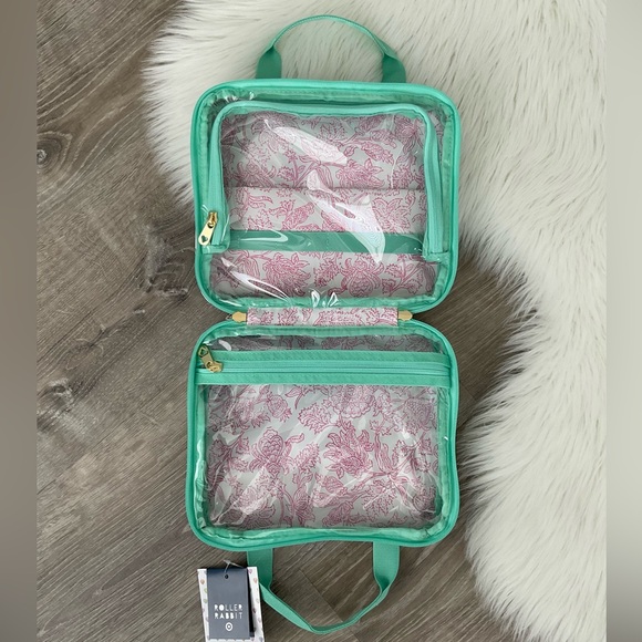 💛💚 Roller Rabbit x Target Disco Hearts Wave Hanging Toiletry Bag White/Teal - Picture 3 of 7
